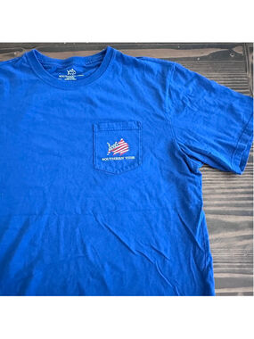 Southern Tide Flag Fish T Shirt Mens L Blue Preppy Coastal